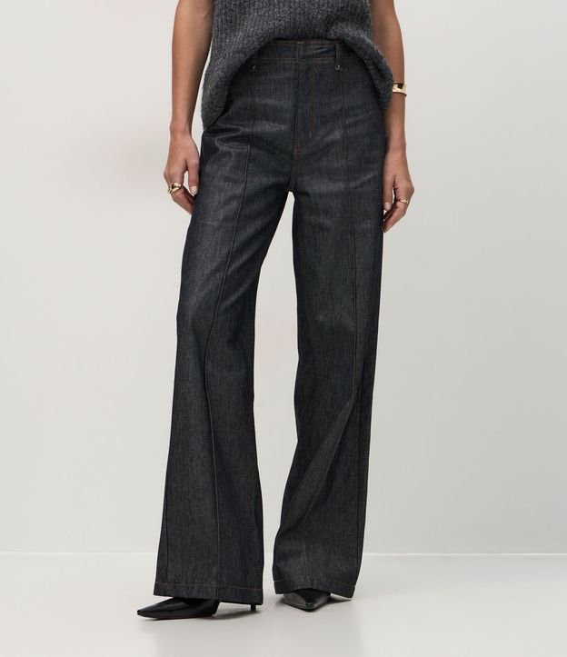 Pantalón Wide Leg en Jeans con Cintura Alta y Cintura Sastre 3