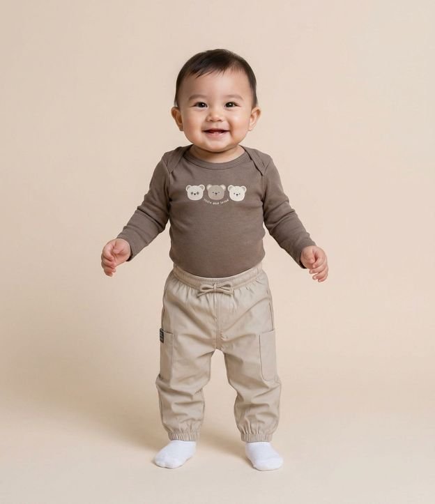 Pantalón Jogger Infantil en Algodón Paper Touch – Talle 0 a 18 Meses