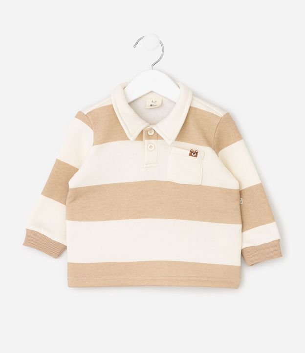 Saco Infantil Listrado con Cuello Polo – Talle 0 a 18 Meses 2