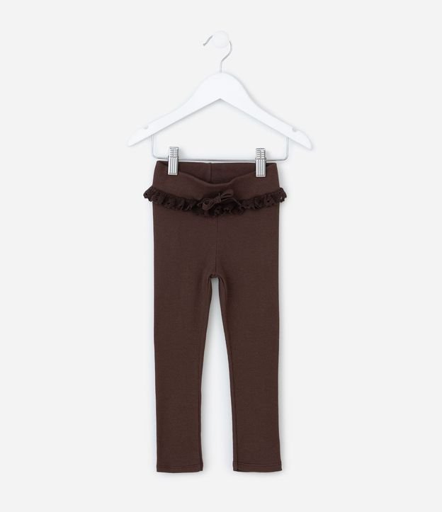 Pantalón Infantil Acanalada con Encaje en la Cintura – Talle 1 a 5/6 años 2
