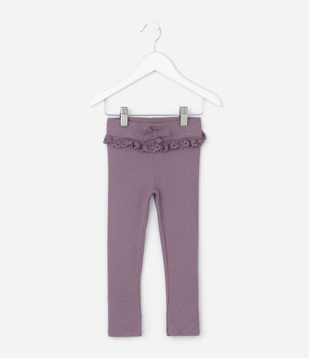 Pantalón Infantil Acanalada con Encaje en la Cintura – Talle 1 a 5/6 años 2