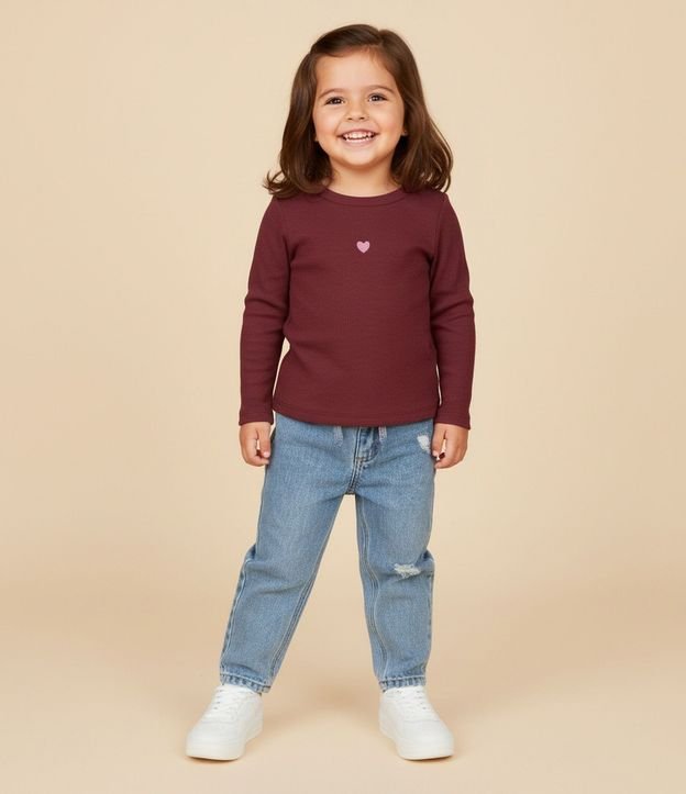 Remera Infantil en Rib con Bordado de Corazón – Talle 1 a 6 años