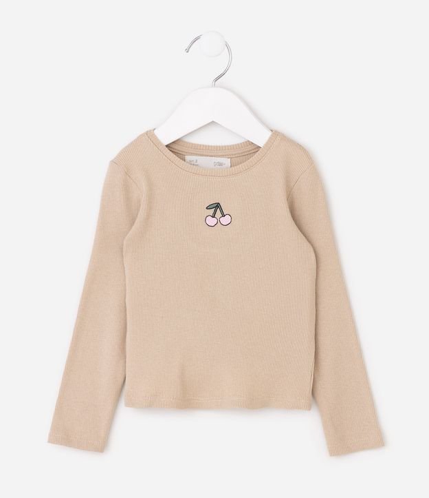Remera Infantil en Rib con Bordado Cereza – Talle 1 a 6 años 2