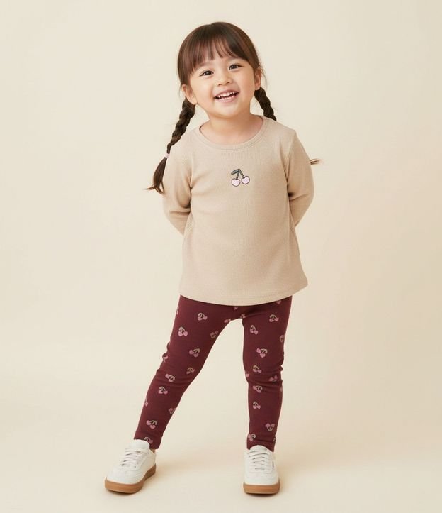 Pantalón Infantil en Algodón con Estampa de Cerezas – Talle 1 a 6 años