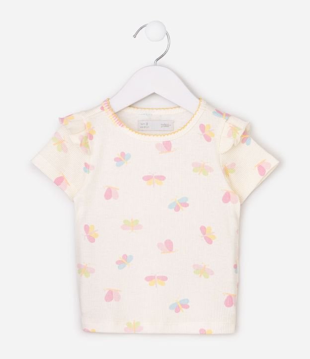 Remera en Rib Mariposa- Talle 1 A 6 años