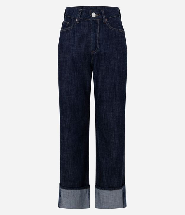 Pantalón Jeans Reta Comfort de Tiro Alto con Dobladillo Amplio 3
