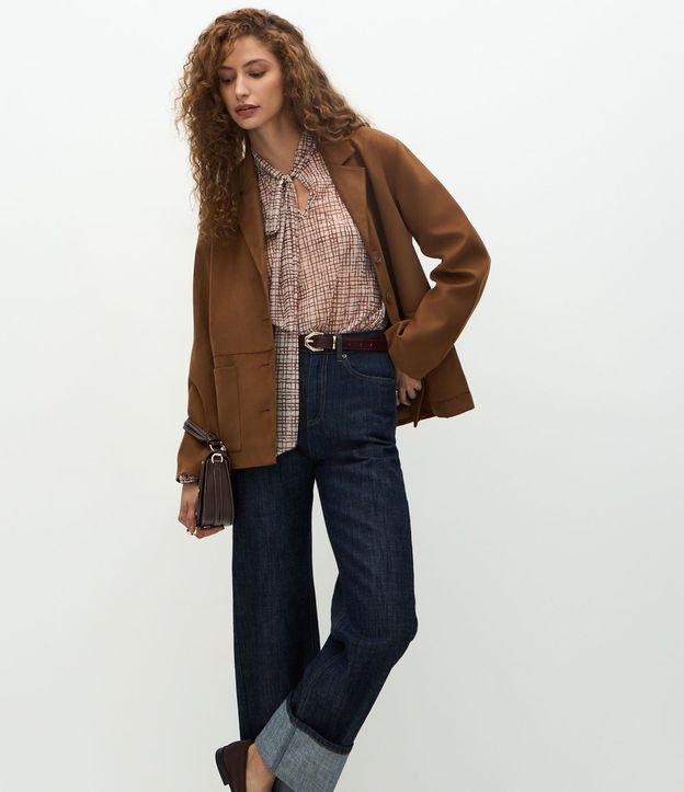Pantalón Jeans Reta Comfort de Tiro Alto con Dobladillo Amplio 2