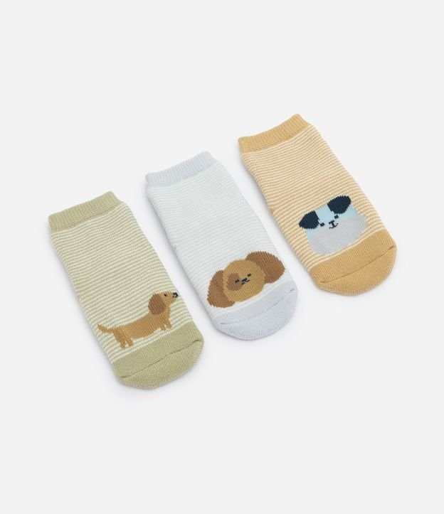 Kit 3 Medias en Algodón Cano Mediano Perritos - Talle RN A 12 MESES