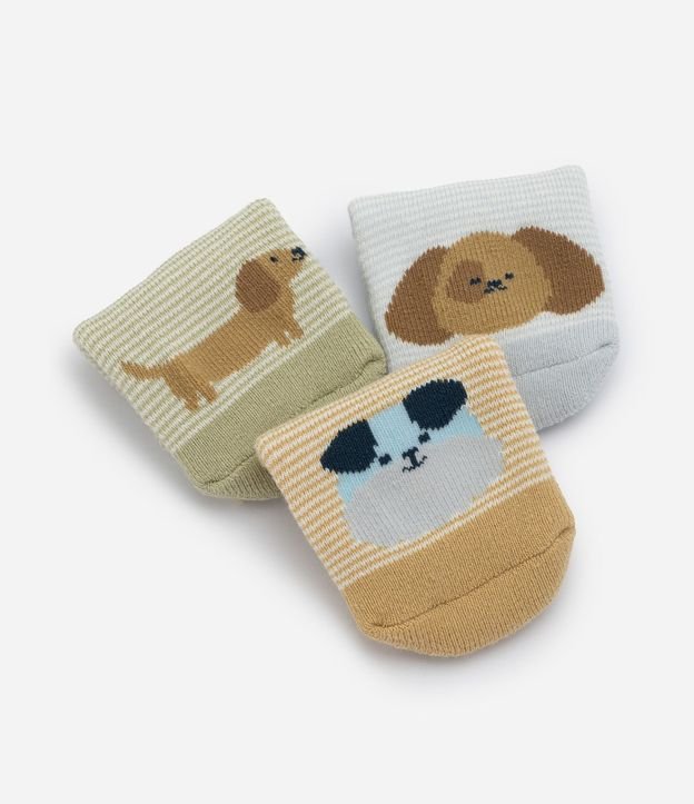 Kit 3 Medias en Algodón Cano Mediano Perritos - Talle RN A 12 MESES 4
