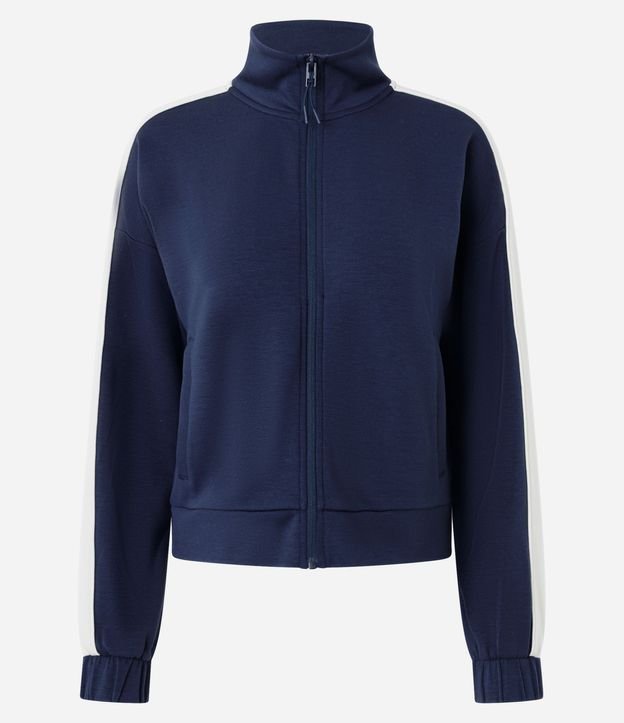 Campera Deportiva en Microfibra con Recorte Contrastante 5