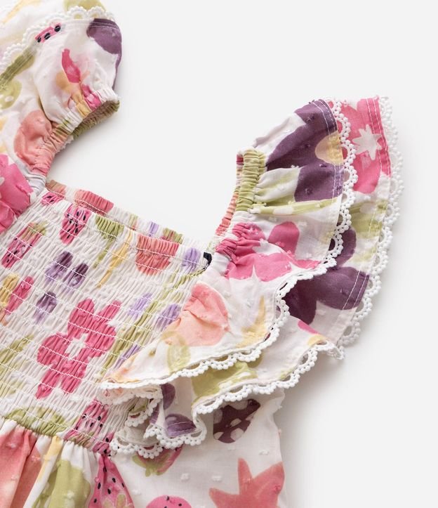 Vestido Evasé Infantil con Estampa Floral y Frutas – Talle 1 a 6 años 5