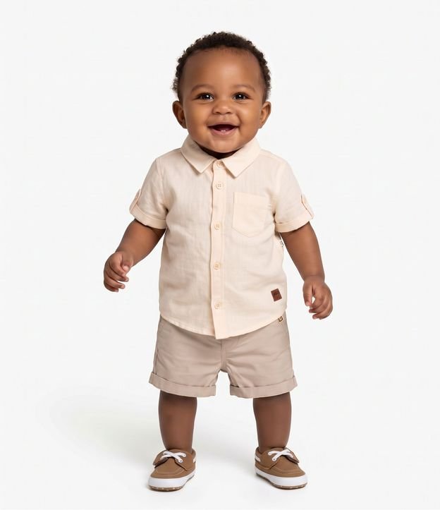Shorts Infantil en Sarga Cintura con Elástico - Talle 0 a 18 Meses 2