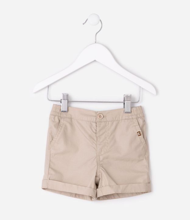 Shorts Infantil en Sarga Cintura con Elástico - Talle 0 a 18 Meses