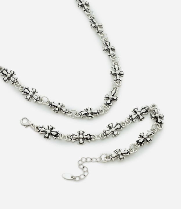 Kit Collar y Pulsera Metal con Formato de Cruz 1