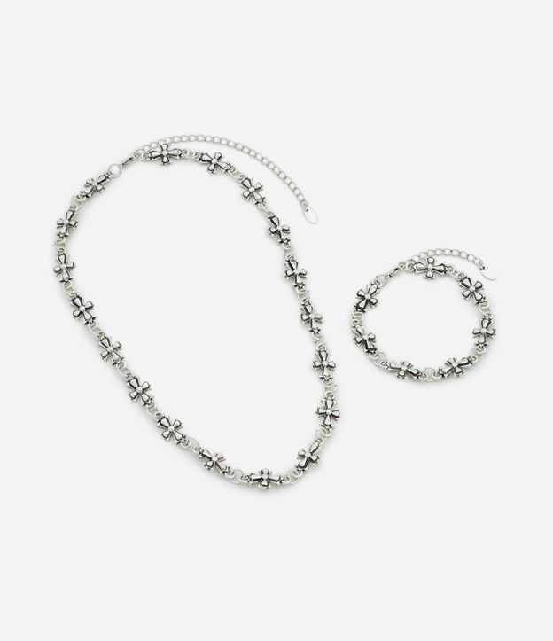 Kit Collar y Pulsera Metal con Formato de Cruz 2