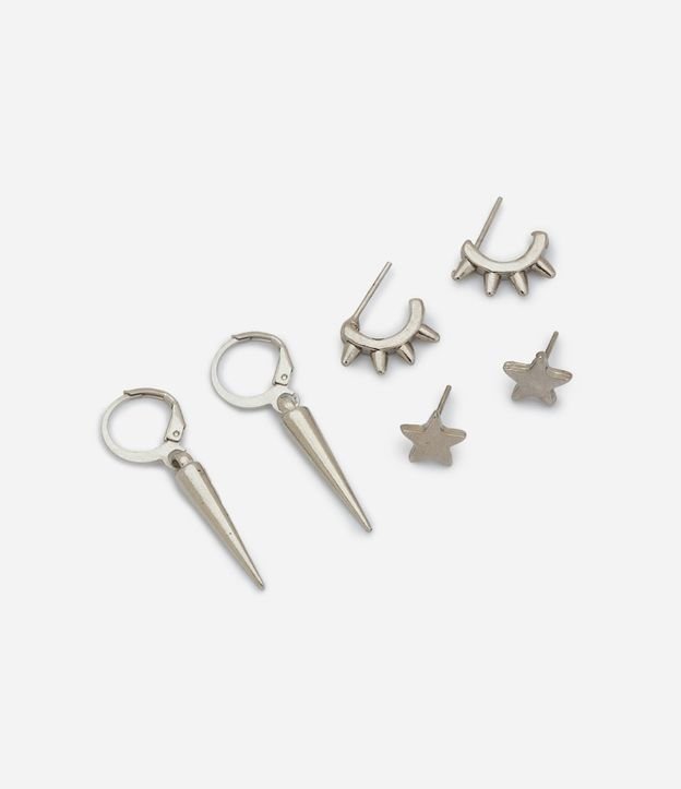Kit con 3 Pares de Caravanas en Metal Spikes y Estrella 4
