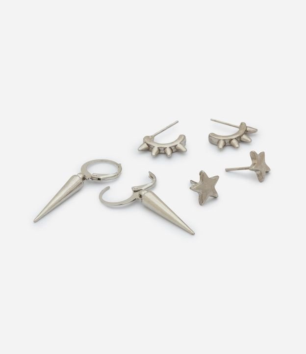 Kit con 3 Pares de Caravanas en Metal Spikes y Estrella 5