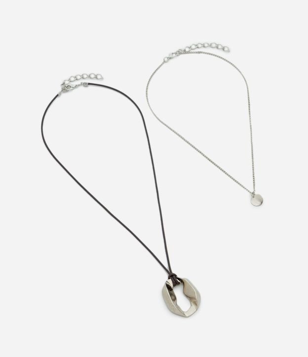 Kit 2x1 Collar Metal con Piedra Orgánica y Colgante en Metal 3