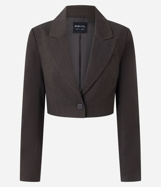 Blazer Cropped Sastre en de Cuadros con Abotonado Único 5