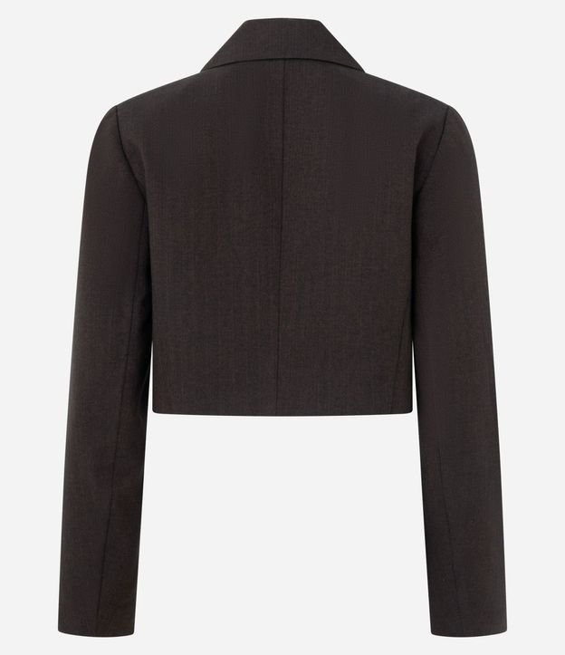 Blazer Cropped Sastre en de Cuadros con Abotonado Único 6