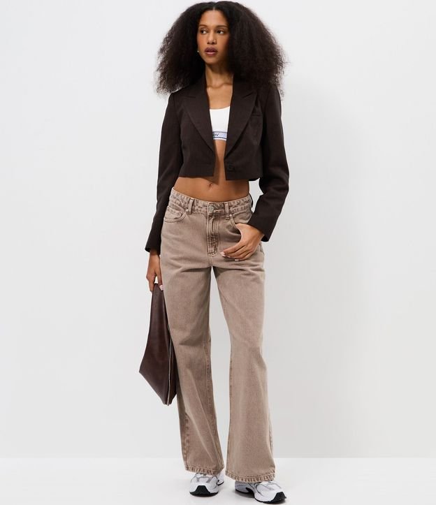 Blazer Cropped Sastre en de Cuadros con Abotonado Único 2