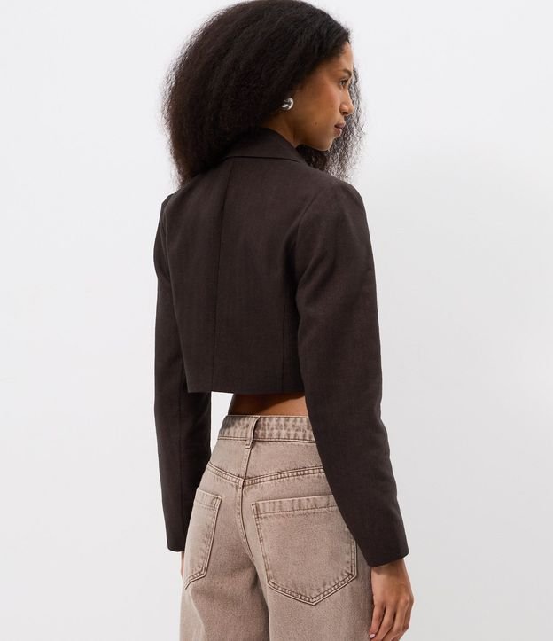 Blazer Cropped Sastre en de Cuadros con Abotonado Único 4