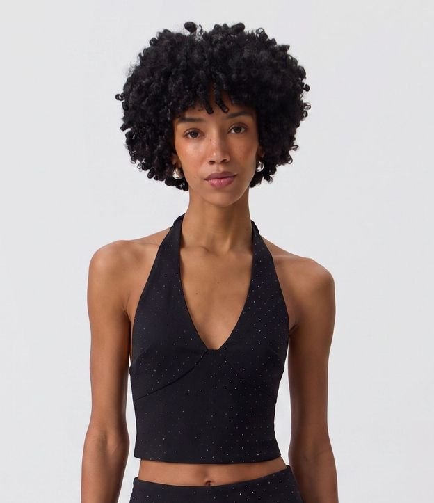 Blusa Frente Única en Bengalina con Aplicación