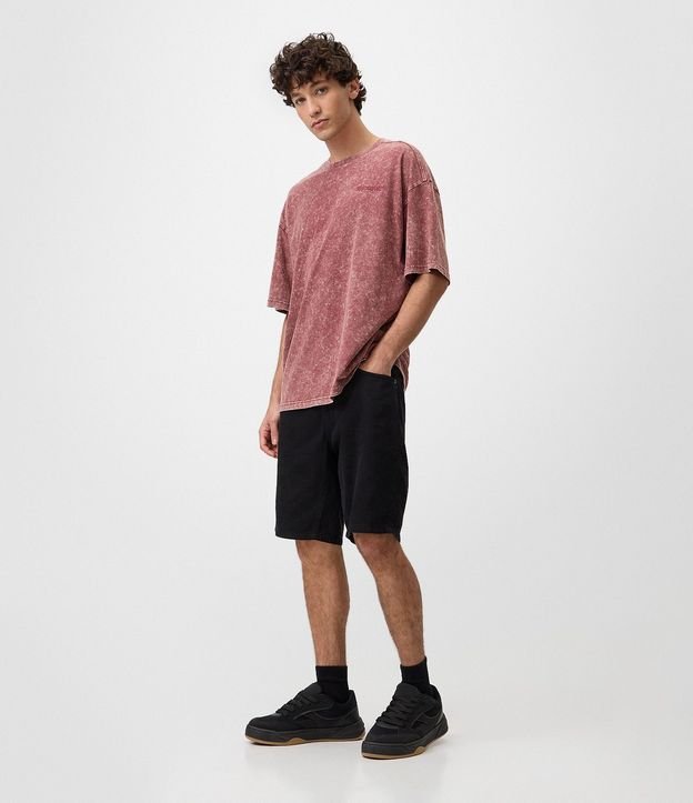 Remera Oversized en Algodón y Desteñida con Patch 2