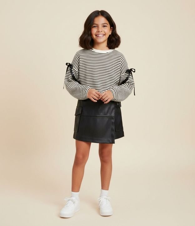 Blusa Infantil Rayada con Moñitas en los Brazos – Talle 7 a 14 años