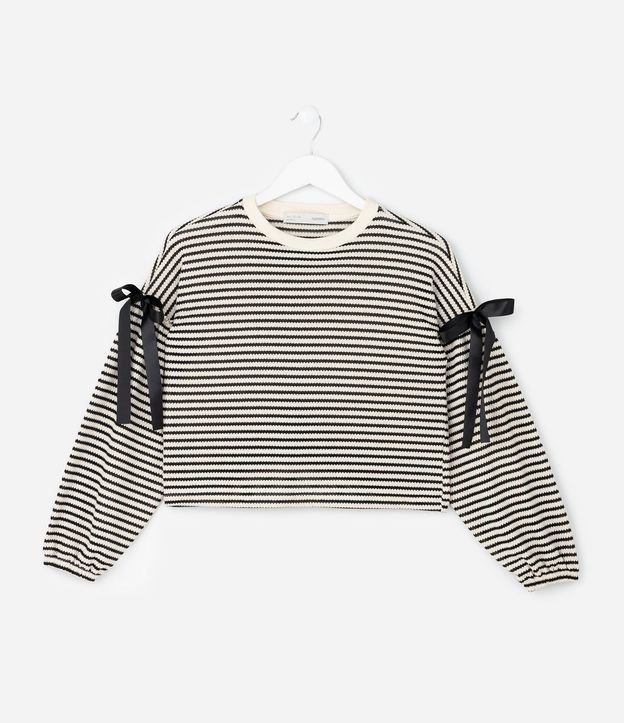 Blusa Infantil Rayada con Moñitas en los Brazos – Talle 7 a 14 años