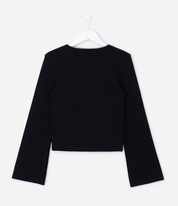 Blusa Infantil Manga Larga con Escote Cuadrado y Encaje – Talle 7 a 16 años 3