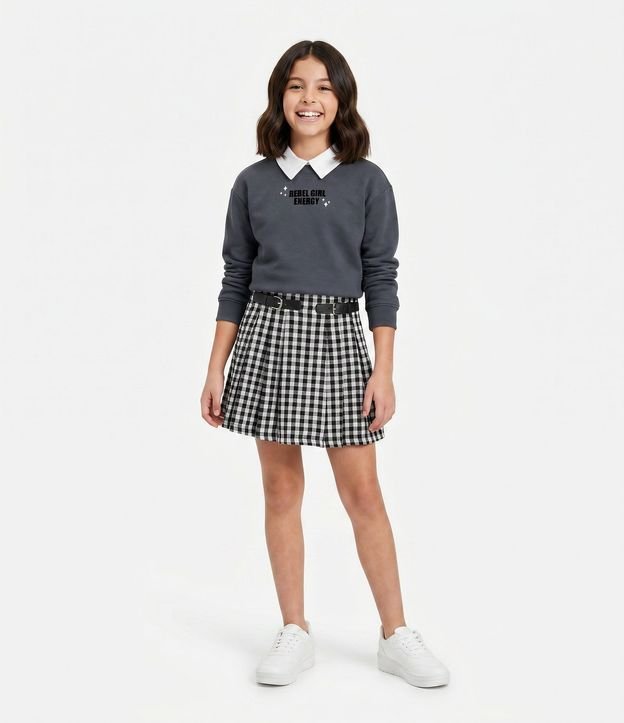 Saco Infantil con Lettering y Cuello en Tricolina - Talle 7 a 14 años