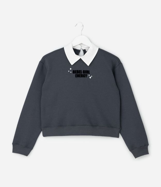 Saco Infantil con Lettering y Cuello en Tricolina - Talle 7 a 14 años 2