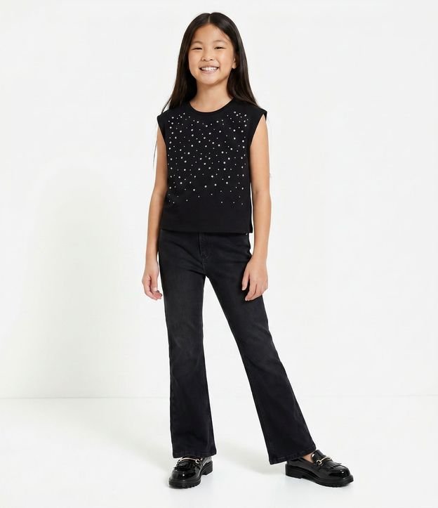 Blusa Infantil sin Manga con Hot Fix - Tam  5 a 14 años