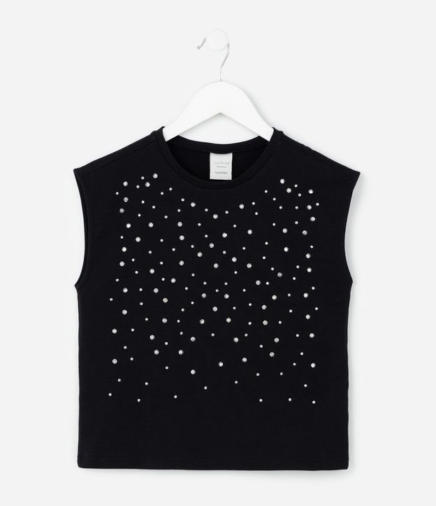 Blusa Infantil sin Manga con Hot Fix - Tam  5 a 14 años 2
