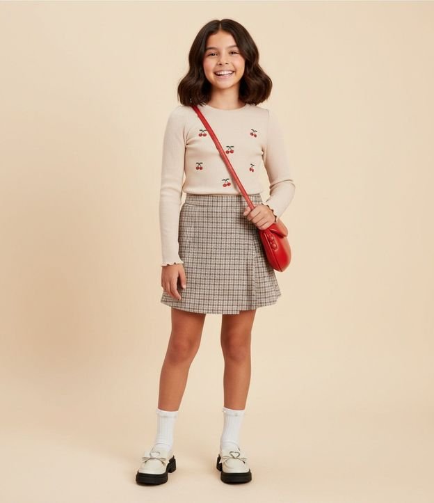 Blusa Infantil Baby Look con Bordado Cerezas – Talle 5 a 14 años 1