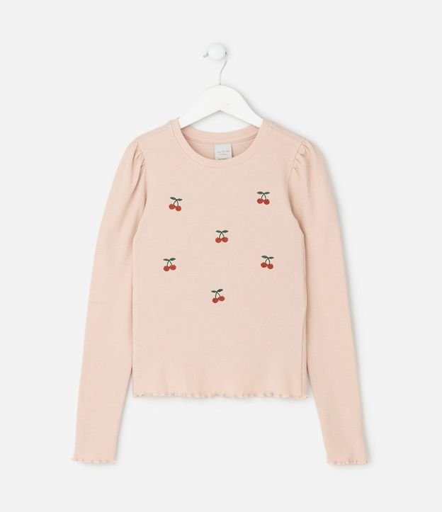Blusa Infantil Baby Look con Bordado Cerezas – Talle 5 a 14 años 2