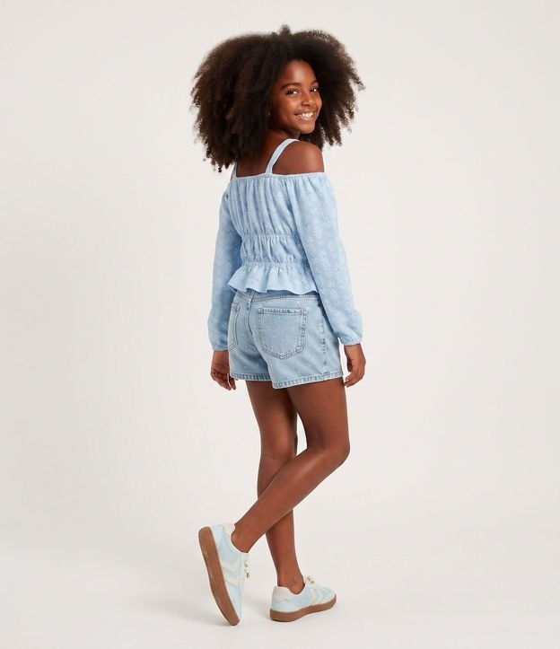 Blusa Infantil Slim Manga Larga en Encaje – Talle 7 a 16 años 2
