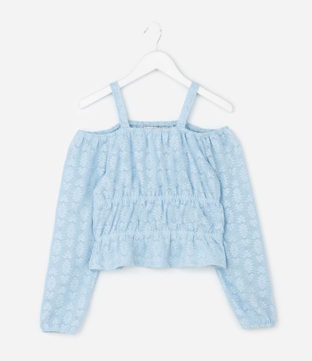 Blusa Infantil Slim Manga Larga en Encaje – Talle 7 a 16 años 3