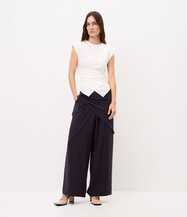 Pantalón Wide Leg con Pañuelo en la Cintura