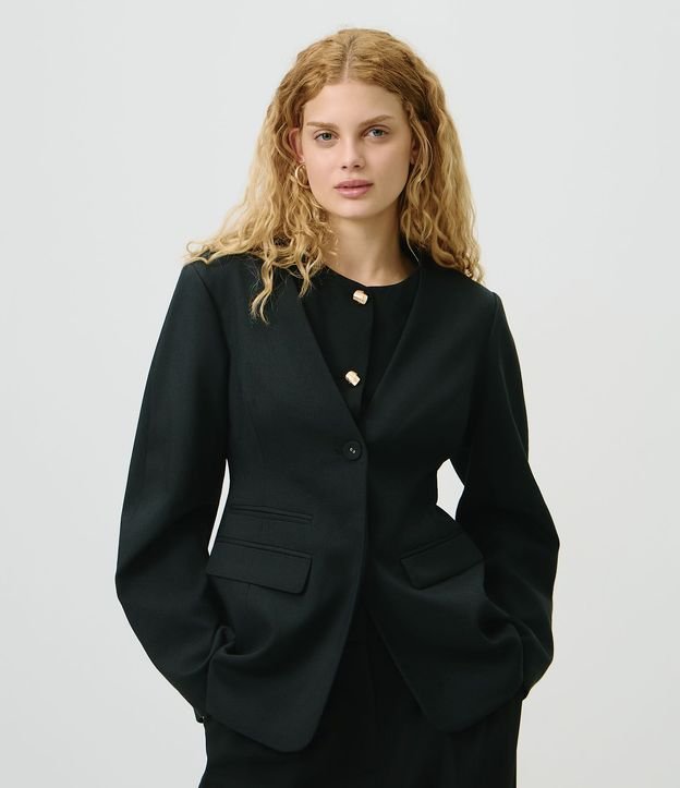 Blazer Acinturado en Sastrer con Bolsillos Delanteros