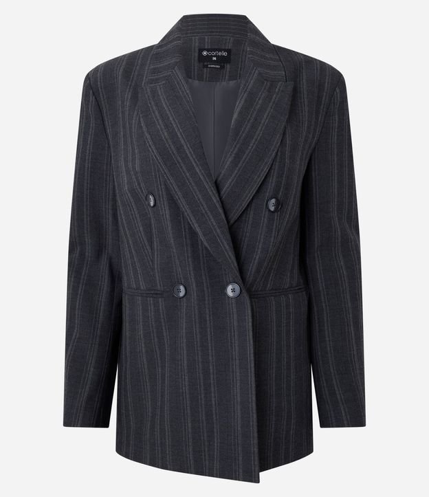 Blazer Oversized Sastre con Estampa de Rayas Hilo Teñido 8