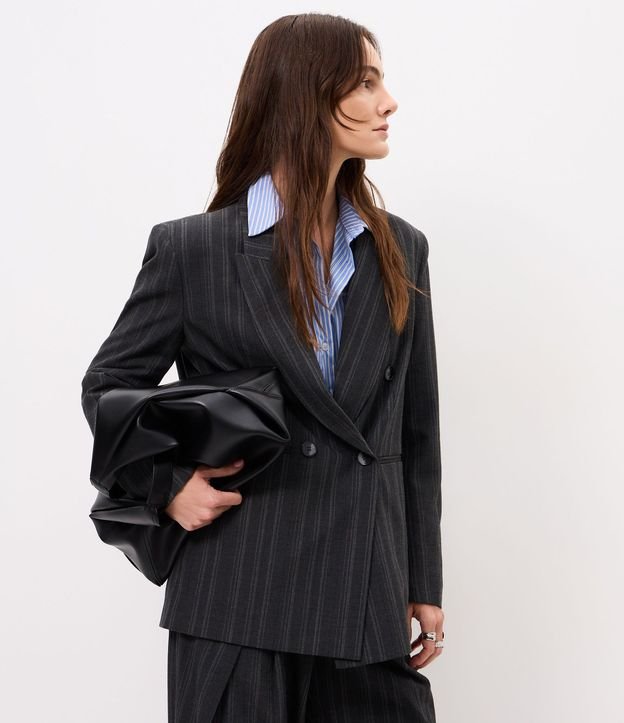 Blazer Oversized Sastre con Estampa de Rayas Hilo Teñido 3