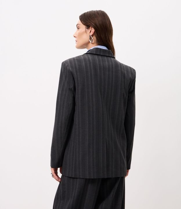 Blazer Oversized Sastre con Estampa de Rayas Hilo Teñido 6
