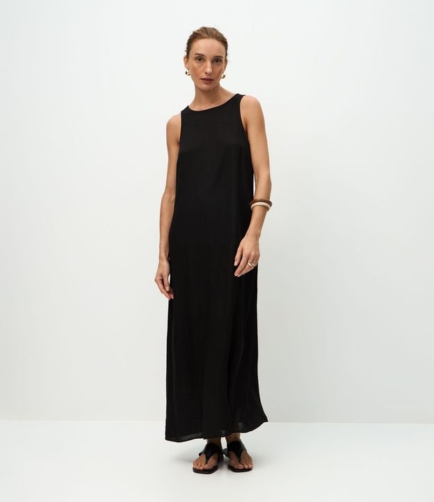 Vestido Largo en Viscolino con Bolsillos
