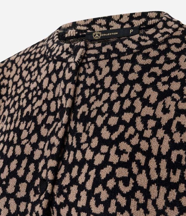 Cardigan en Punto con Manga Abullonada y Estampa de Animal Print 6