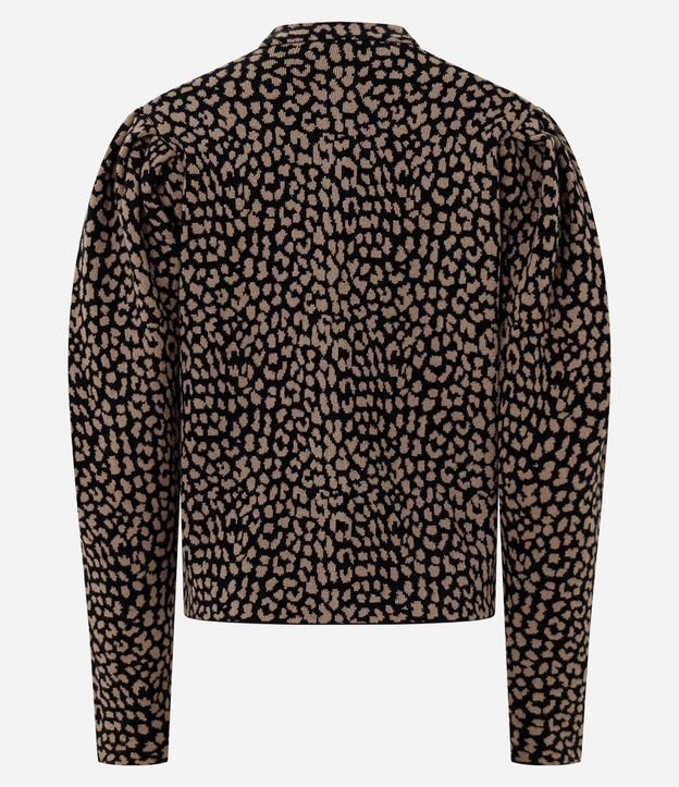 Cardigan en Punto con Manga Abullonada y Estampa de Animal Print 7