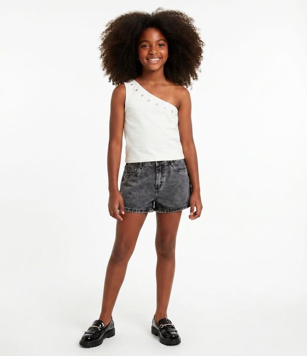 Blusa Infantil de un Hombro con Ojales – Talle 5 a 14 años