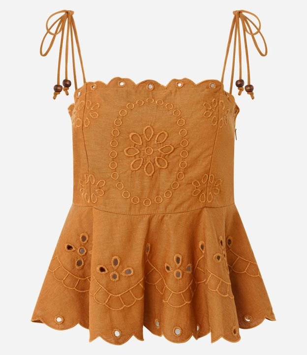 Blusa en Laise con Breteles para Lazo y Bordado Cutout 5