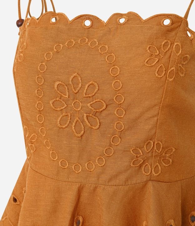 Blusa en Laise con Breteles para Lazo y Bordado Cutout 6